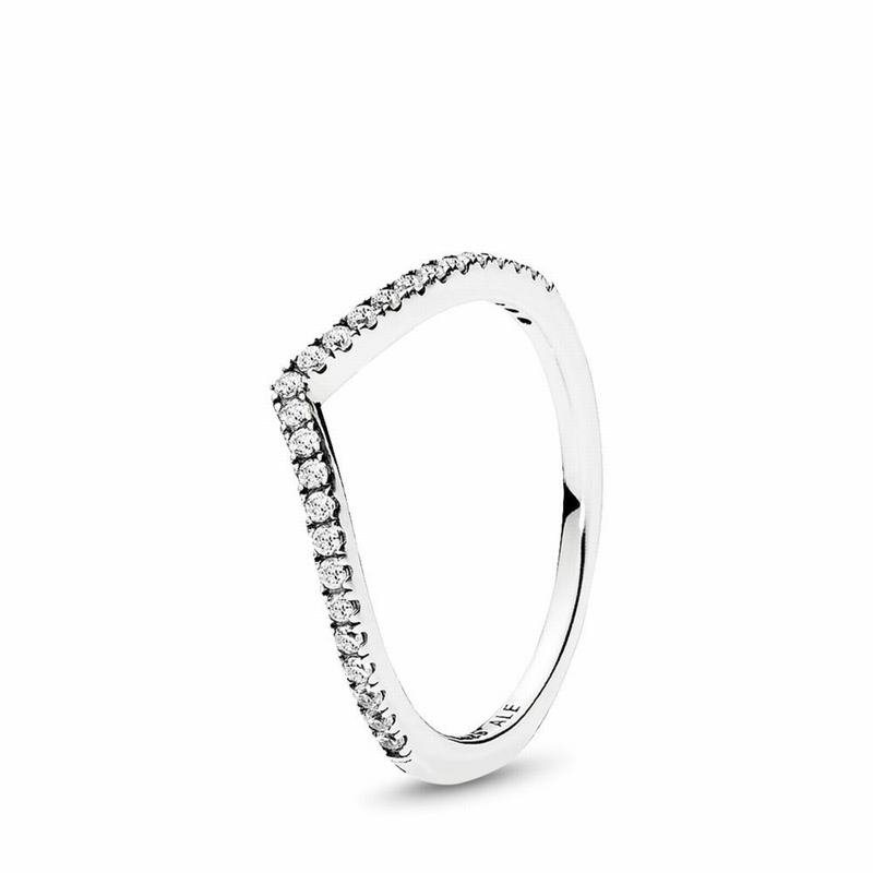 Pandora Sparkling Wishbone Stackable Ring Ireland - Sterling Silver/Cubic Zirconia - 169207IFK